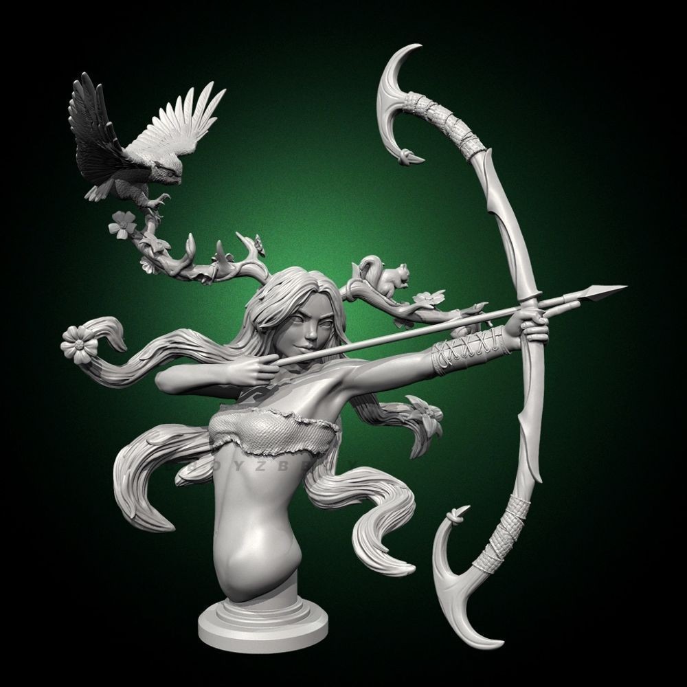 ความสูงของมนุษย์ 80 มม. 110 มม. Dark Night Elf หน้าอกเรซิ่นทหารสีขาวรุ่น TD-7527/3D W2V8