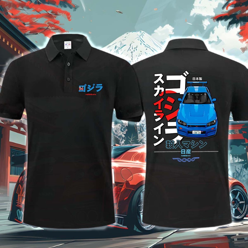 เสื้อโปโล  Nissan GTR Nissan Polo Shirt GTR Nismo Polo R35 R32  ผ้าCotton 100%ใส่ได้ ทั้ง ชาย#04