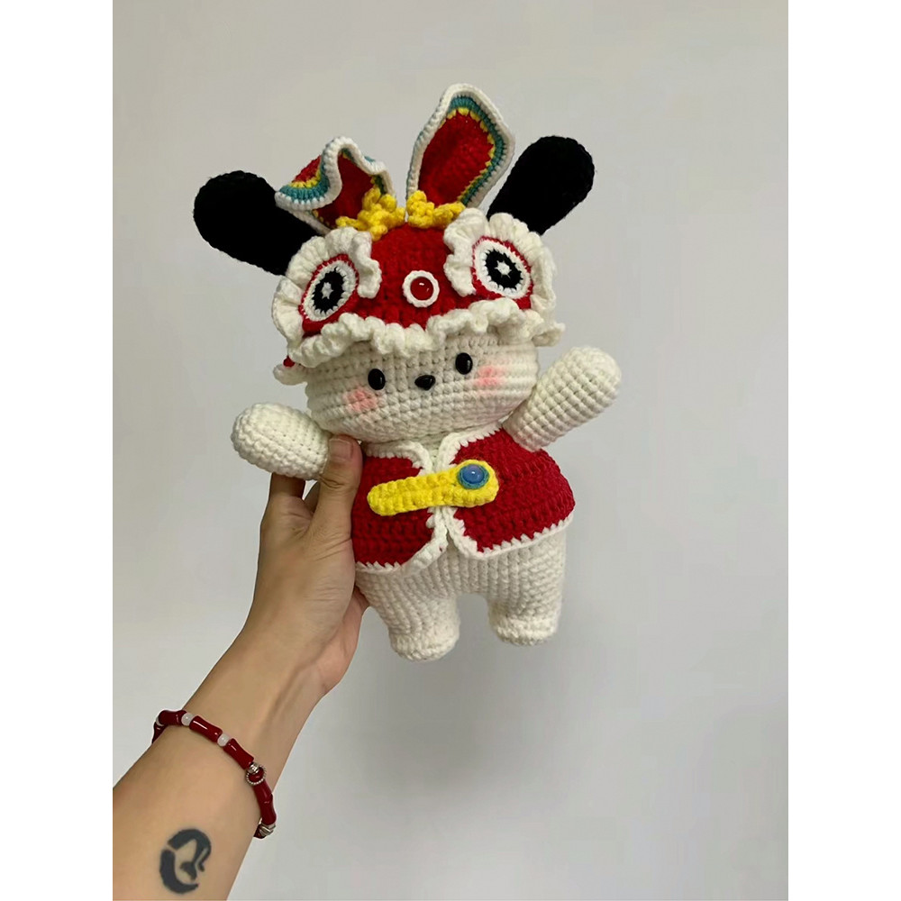 Handmade Doll Lion Dance Yarn Crochet diy Material Kit Knitting Comfort New Year Gift Pacha Dog for 
