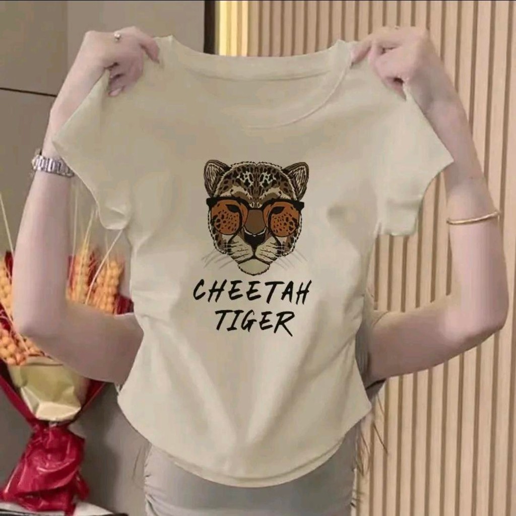 【My-T】🌸ครอป baby tee เพชร สลิมฟิต ทรงสวย ใส่แล้วพรางหุ่น ผ้าCOTTON โคตรนุ่ม เสื้อครอป เสื้อยืดผู้หญิง "TIGER"