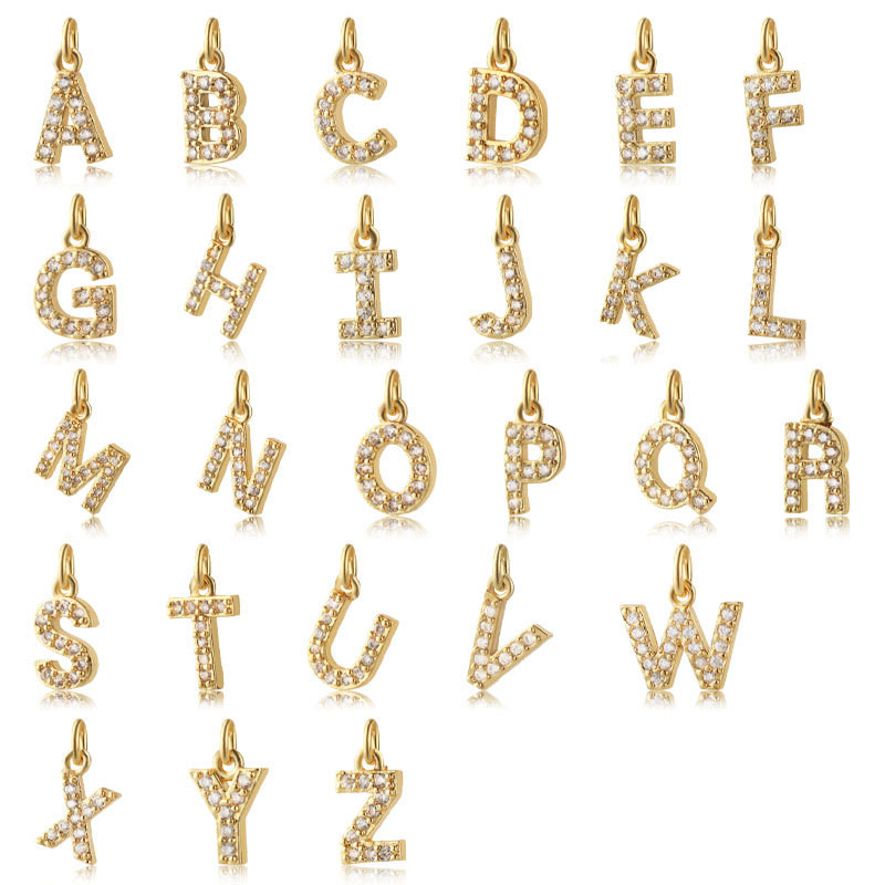 สร้อยคอมินิจี้ เพทาย 26 อักษร ชุบทองจริง 18K