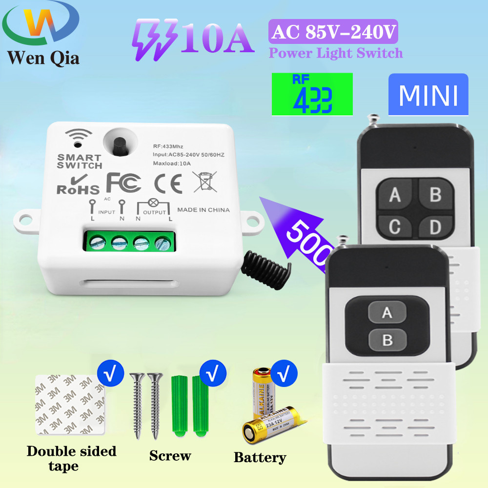 433mhz รีโมทคอนโทรลไร้สายเครื่องส่งสัญญาณ 500 M AC 220V 1CH ตัวรับสัญญาณ Mini ขนาดโมดูล Universal สําหรับ LED/Light/พัดลม