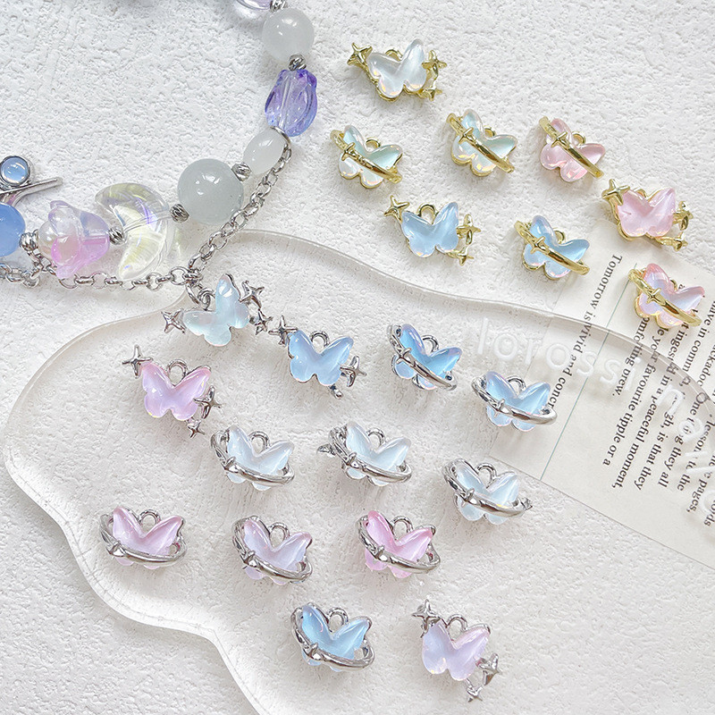 โลหะผสมฝันผีเสื้อจี้ DIY เครื่องประดับแฮนด์เมดสร้อยข้อมือสร้อยคอต่างหูห่วงโซ่โทรศัพท์มือถืออุปกรณ์เสริมลูกปัดวัสดุ