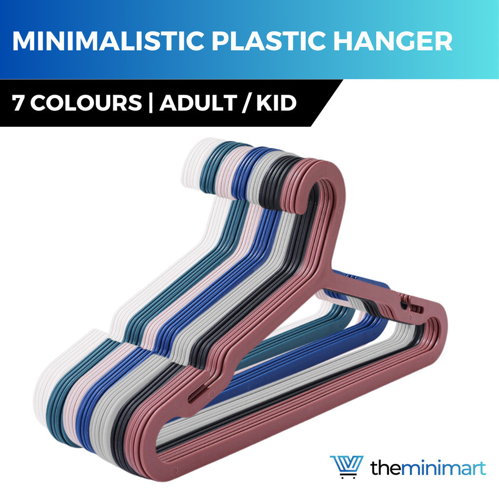 [แพ็ก 5] ไม้แขวนเสื้อพลาสติก ทรงแบน เพิ่มการจัดเก็บได้มากขึ้น สไตล์มินิมอล