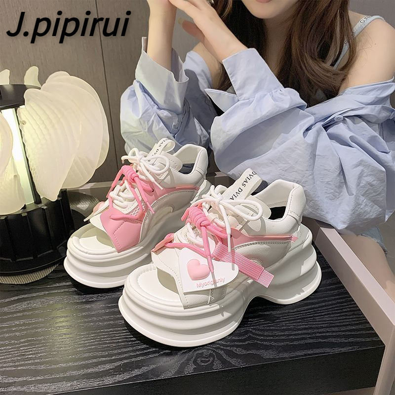 การจับคู่สีแพลตฟอร์มแพลตฟอร์มรองเท้าแตะสําหรับผู้หญิงใหม่ทุกการแข่งขันเพิ่มความสูงรองเท้าแตะลิ่มน่ารักกีฬาโรมันรองเท้าแตะแฟชั่น