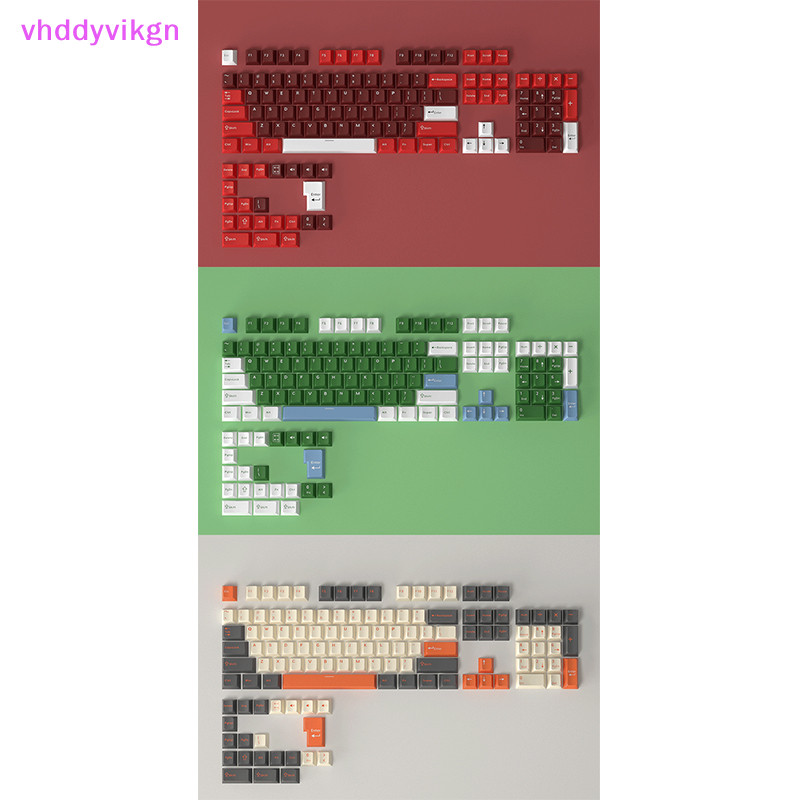 Vhdd 126 ชิ้น DIY คีย์บอร์ด Keycaps ชุด Backlit สีเดียว PBT สีชมพูสีขาวหมวกสําหรับ 61/87/104 คีย์ Cherry MX Keycap TH