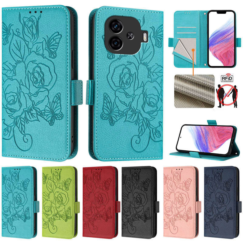 สําหรับ Vivo IQOO Z9 Turbo 5G กรณี 3D Rose กระเป๋าสตางค์สําหรับ Vivo IQOO Z9 Turbo + Z9X Z9 5G กรณีห