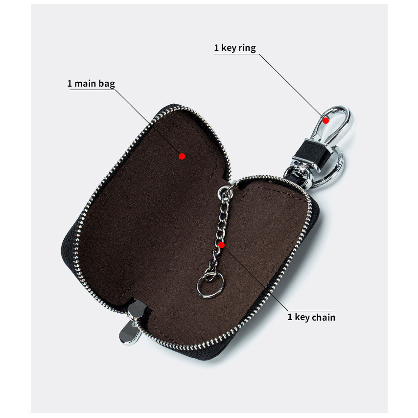 Unisex ของแท้หนังกระเป๋าสตางค์กุญแจรถผู้ชาย Key Holder แม่บ้านคีย์ Organizer ผู้หญิงกระเป๋าสตางค์พวงกุญแจครอบคลุมซิป Key Case