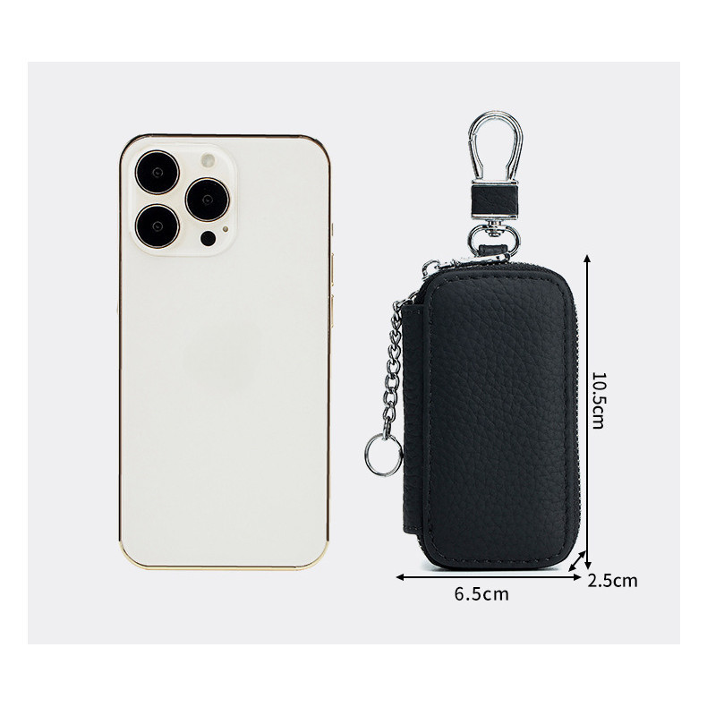 Unisex ของแท้หนังกระเป๋าสตางค์กุญแจรถผู้ชาย Key Holder แม่บ้านคีย์ Organizer ผู้หญิงกระเป๋าสตางค์พวงกุญแจครอบคลุมซิป Key Case