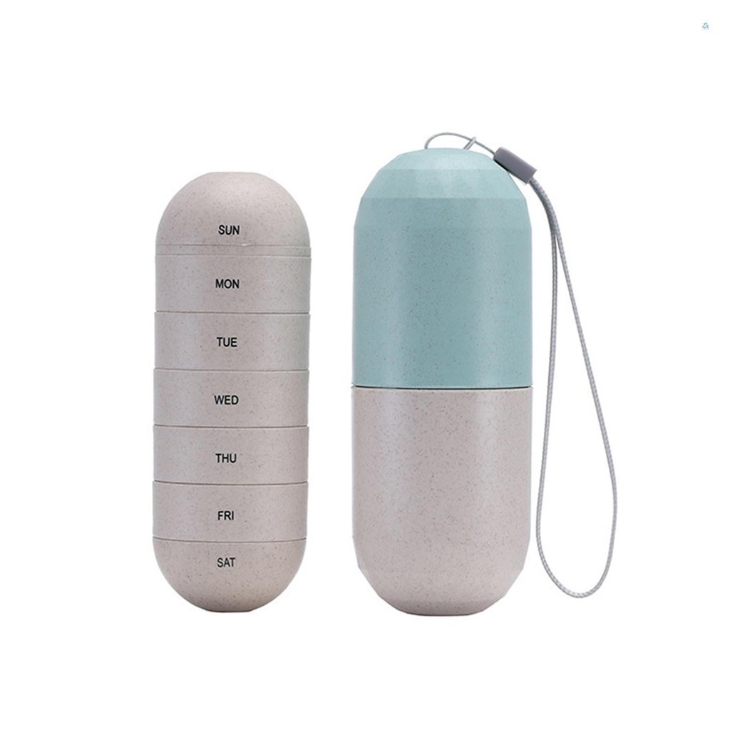 Weekly Pill Organizer Grain Fiber Pill Box Travel 7 Day Pill Case Waterproof Portable Design