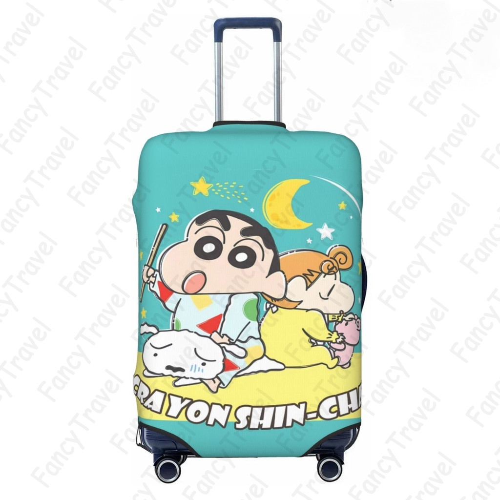 Fancytravel Crayon Shin-chan ผ้าคลุมกระเป๋าเดินทาง กระเป๋าเดินทาง ผ้ายึดได้เยอะ กันฝุ่น กันรอย สวมใส่ได้ ข้น 18/20/22/24/26/28/32นิ้ว