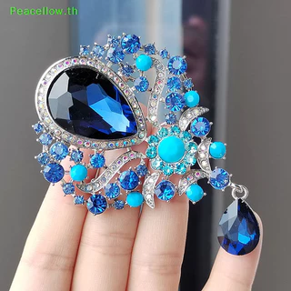 Peacellow Elegant คริสตัลขนาดใหญ่ Water-drop เข็มกลัดสําหรับผู้หญิงสาว Vintage แฟชั่นจี้ Corsage Elegant งานแต่งงาน Pins เครื่องประดับ TH