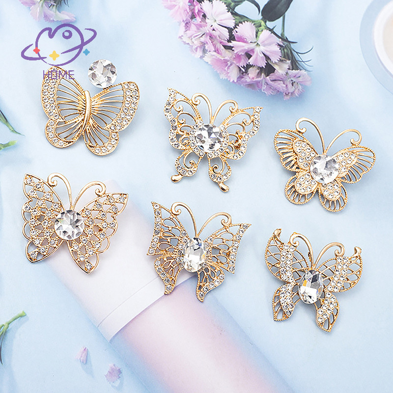 [mayhome] โลหะผสม Rhinestone เข็มกลัดผีเสื้ออารมณ์ผ้าพันคอหัวเข็มขัดแฟชั่น All-match สัตว์เสื้อผ้า Corsage ผ้าเครื่องประดับอุปกรณ์เสริม {TH}