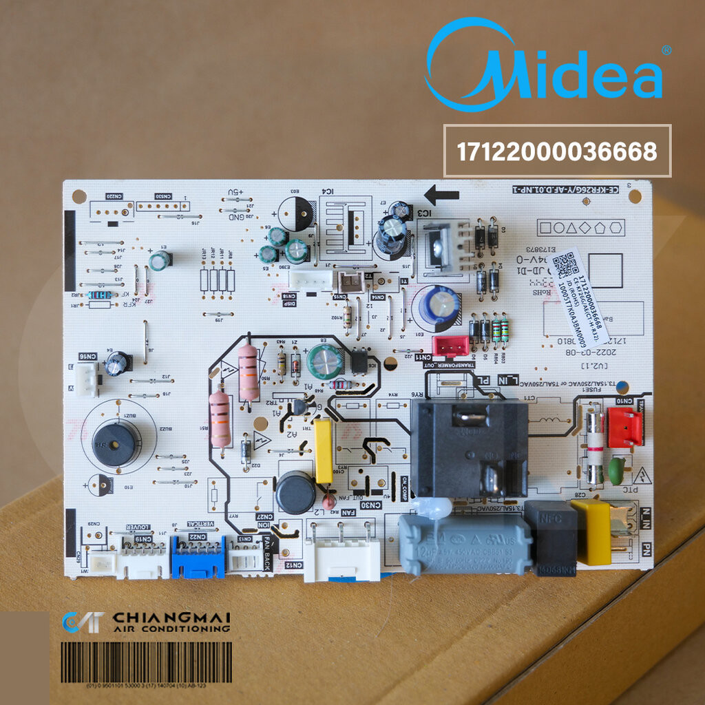 17122000036668 แผงวงจรแอร์ Midea แผงบอร์ดแอร์ไมเดีย บอร์ดคอยล์เย็น MSAEB-12CRN8-PC6, MSAEB-12CRN8-PD6