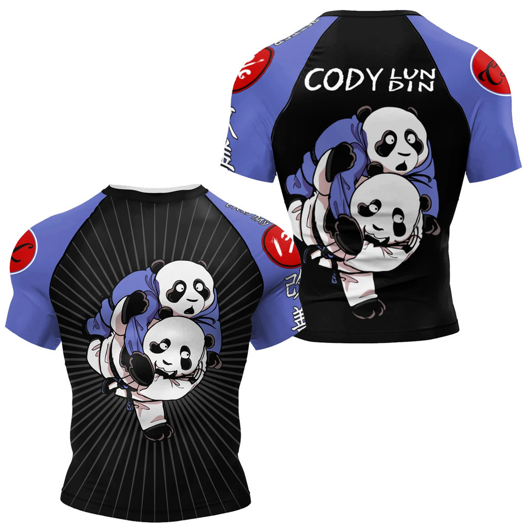 การออกแบบยอดนิยมส่วนบุคคลระเหิดแขนสั้นสีดําไม่มี Gi BJJ Jiu Jitsu Rashguard ต่อสู้ BJJ Mma Rash Guard เสื้อสําหรับชาย