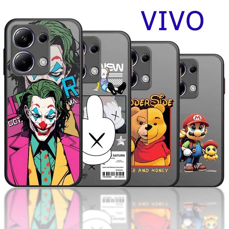 PC เคส สีดำ สำหรับ VIVO Y28S V30E V30 V27 V29 V25 V23 V21 V20 Pro Se Y03 Y18 Y28 Y15S Y17S Y16 Y22 Y35 Y02S Y27S Y36 JA