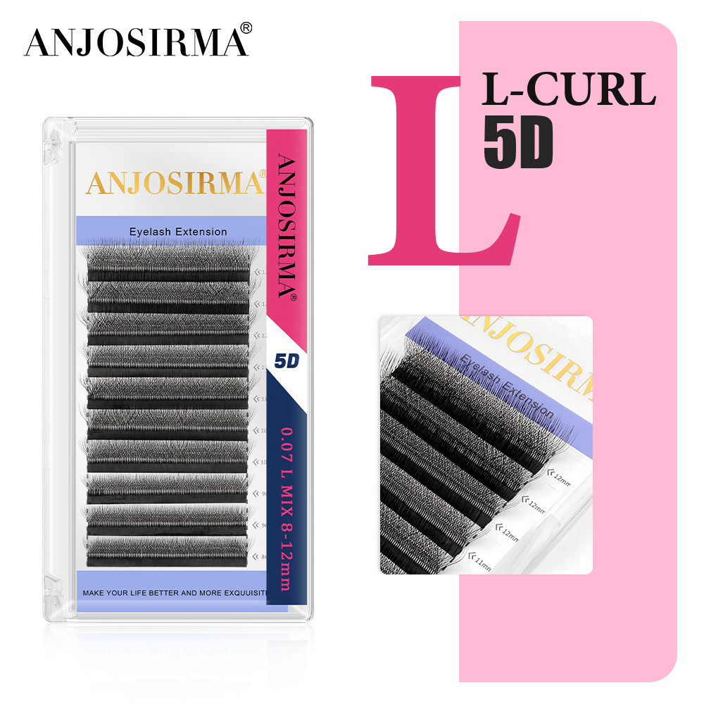 Anjosirma 5D W-Shaped Premium mink eyelashes Extension C/D/L Curly ขนตาปลอมธรรมชาติ soft Lashes Make up