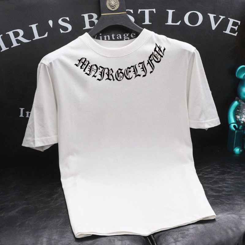 M-5XL เสื้อยืดผู้ชาย แฟชั่นลําลองหลวมรอบคอผ้าฝ้าย Plus ขนาดเสื้อยืดแขนสั้น เสื้อยืดชาย