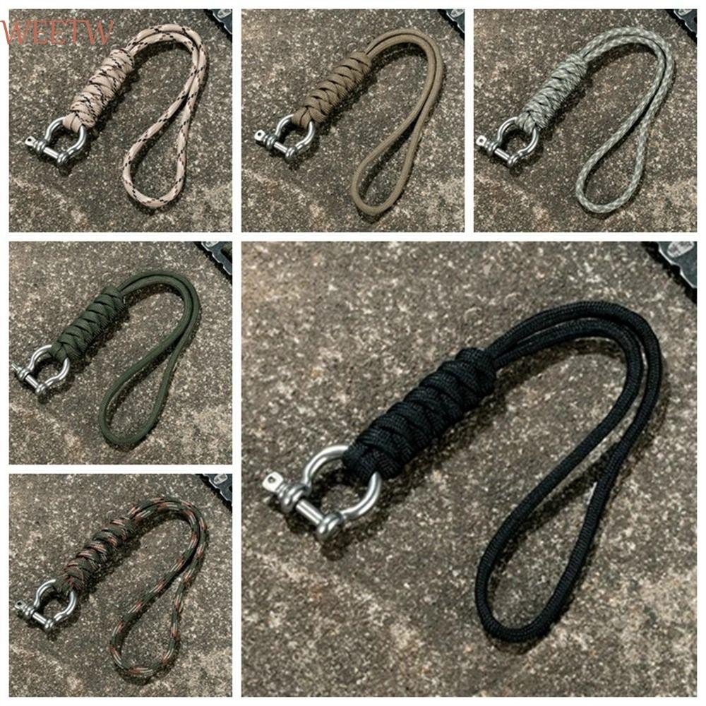 Weekw พวงกุญแจเชือกร่มพาราคอร์ดถักสไตล์กลางแจ้ง D Buckle ความแข็งแรงสูง พร้อมตะขอ Anti-lost สําหรับของขวัญและเชือกชูชีพฉุกเฉิน