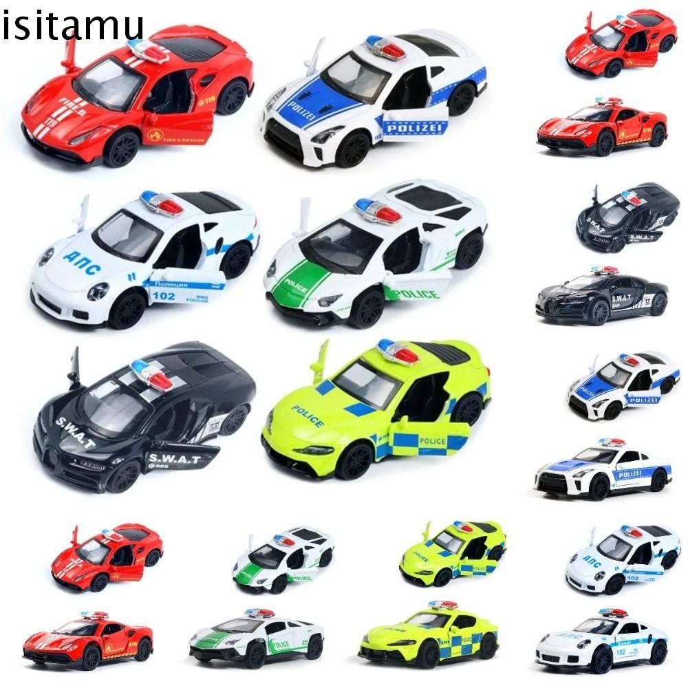 Isitaft 1:43 โลหะผสมDiecastตํารวจของเล่น,ตํารวจจําลองสูงดึงกลับรถ,รุ่น 2 ประตูเปิดโลหะผสมโลหะประณีตรถFigurines Miniaturesคริสต์มาสของขวัญ
