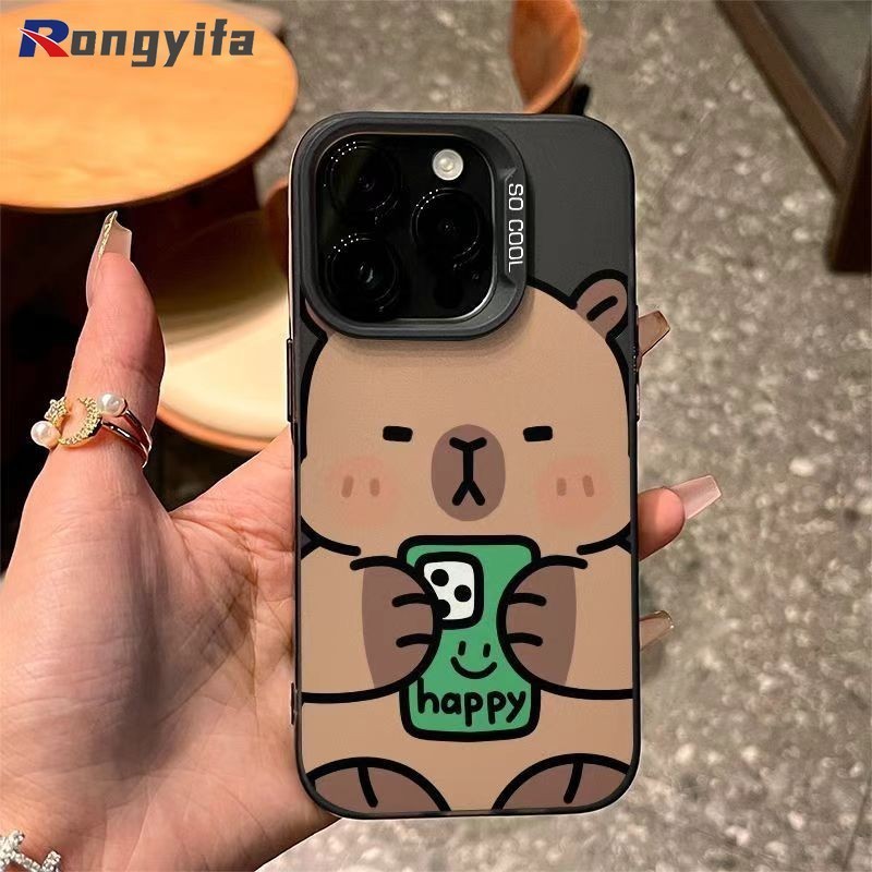 Happy Brown Capybara สําหรับ Vivo V40E V40 Pro V40 Lite X200 Pro Mini Y200 V30E Y300 Pro Y28 4G X100S X100 Ultra IQOO Z9S ฝาครอบการ์ตูนกันกระแทกเคสโทรศัพท์