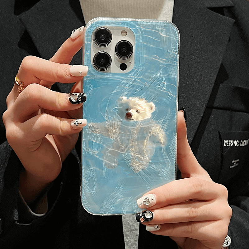 เคส VIVO V60 V50 V40 V30E V29E V29 Lite V30 V27E V27 V25E V23E V25 Pro Y100 Y03 Y28 Y38 Y78 5G Y75 Y55 Y30 Y15S Y15A Y36 Y27 Y22S Y22 4G Y56 Y16 T1 Y02S Y01 Y02 Y02A Y35 2021 2022 Cartoon Super Cute Swimming Polar Bear Phone Case YS 21