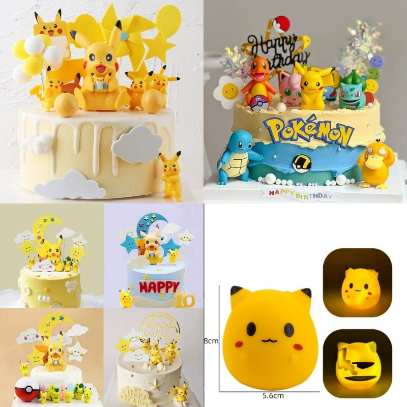 Pikachu เค้กตกแต่งเครื่องประดับการ์ตูนสัตว์เลี้ยง Pok é Ball วันเกิดเบเกอรี่ตกแต่ง plugin