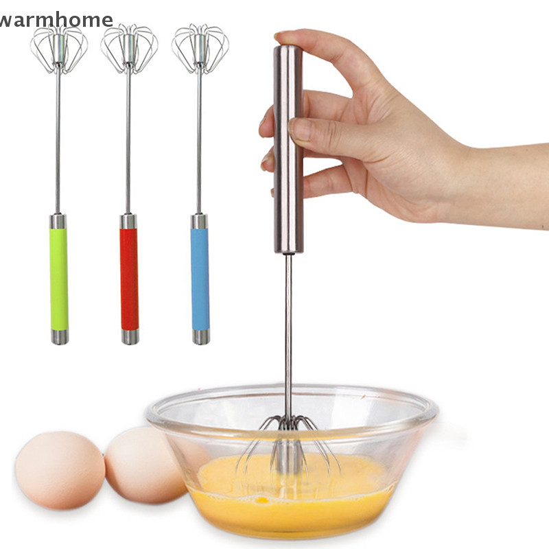 [วอร์มโฮม] Multicolor Semi-automatic Egg Beater Egg Whisk Manual Hand Mixer Self Turning Cream Utens