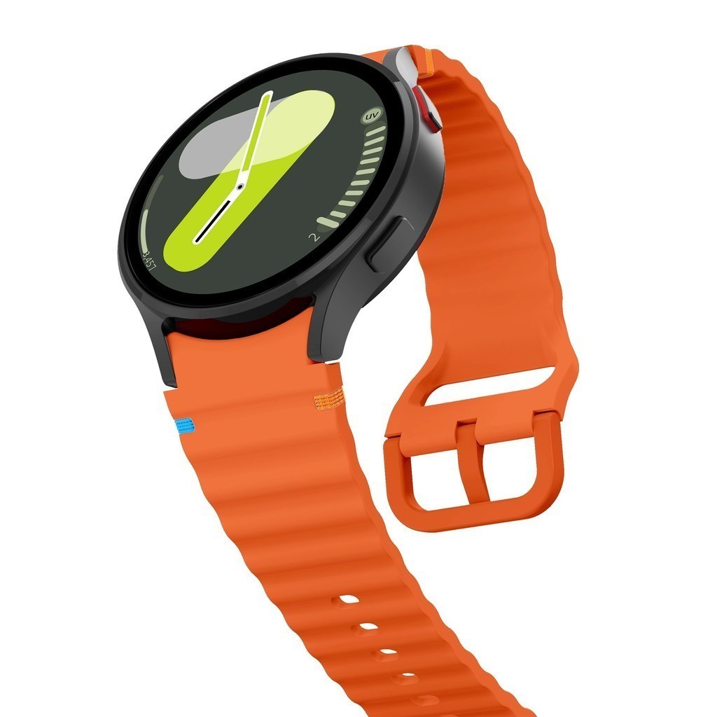 Wave Strap + ฟิล์มกระจกสําหรับ Samsung Galaxy Watch 7 Bracelet Sport NO Gap สายรัดข้อมือซิลิโคนสมาร์ทวอทช์สําหรับ Galaxy Watch7