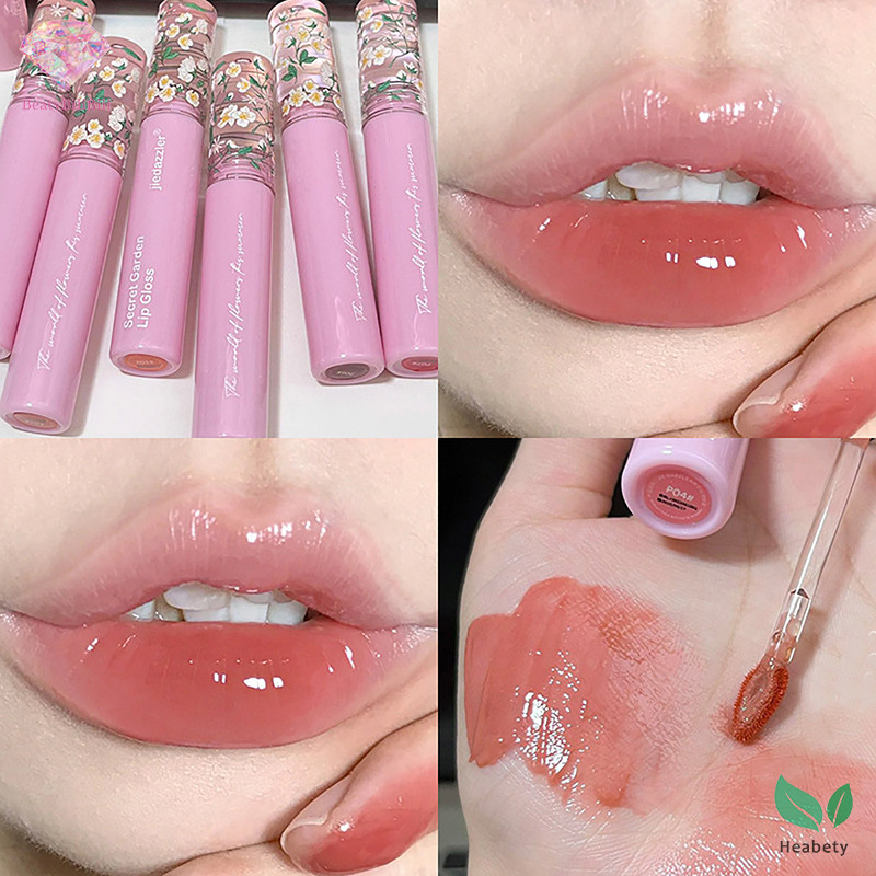 Heabety Mirror Lip Long Lasg Non- Cup Moisturize Water Light Lip Gloss ริมฝีปากเกาหลีแต่งหน้าเครื่องสําอางใหม่