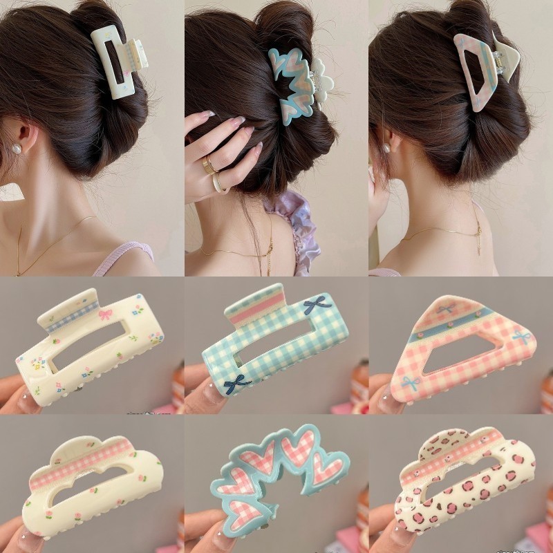 กิ๊บติดผม ขนาดใหญ่ สีน้ําตาล สไตล์เกาหลี สําหรับผู้หญิง