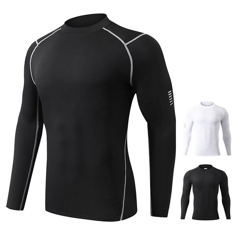 mvp sport เสื้อเชิ้ตแขนยาวผู้ชาย เสื้อกีฬา เสื้อบีบอัด PRO COMBAT โลโก้สะท้อนแสงบนแขนเสื้อ [กทม. พร้อมส่ง]
