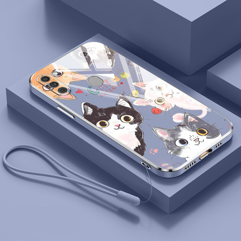 SAMSUNG ปลอกสําหรับsamsung Galaxy A10 M10 A10S A01 M01 A11 M11 รอบEyed CatหรูหราElectroplating Anti Dropกรณีโทรศัพท์อ่อน