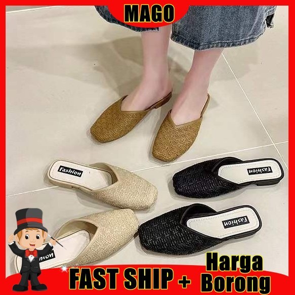 Mago Sandal Shoe รองเท้าส้นแบนผู้หญิง Kasut รองเท้าแตะกันลื่น Perempuan Wanita Travel Borong (1610)