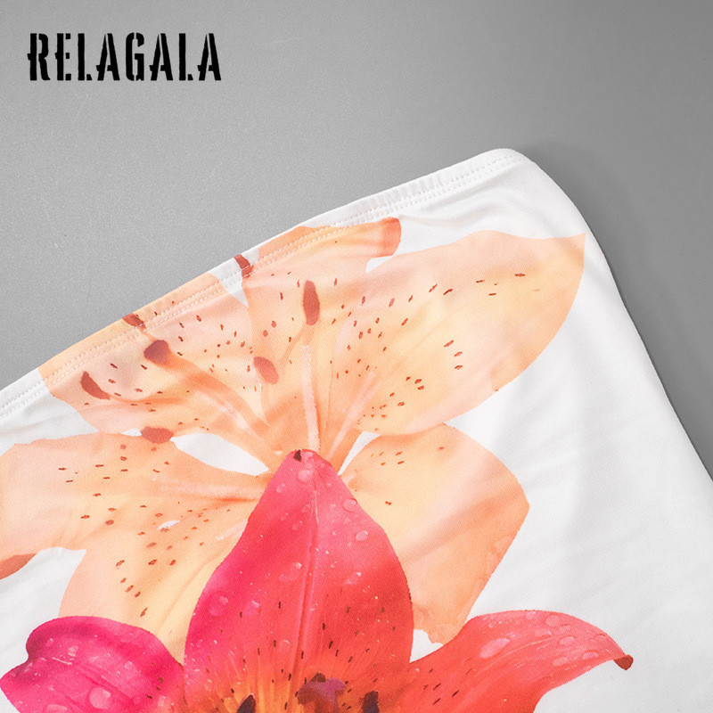 RelaGala ผู้หญิงแฟชั่นใหม่ Casual Simple ดอกไม้พิมพ์ปิดไหล่ Slim Tube Top — صورة 8