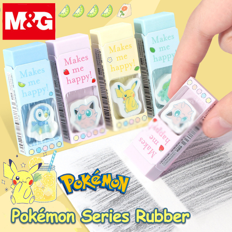 1pcs M&G x Pokemon Co Branded Series 2-in-1 การ์ตูนยางลบนักเรียนดินสออัตโนมัติ Erasable ยางลบสําหรับ Typos