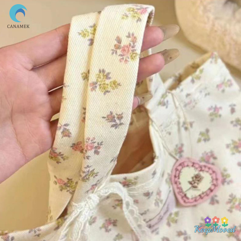 Keepmoved ความจุขนาดใหญ่ Fragmented ดอกไม้รูปแบบ Tote กระเป๋าแฟชั่นหวานลูกไม้ Bow Storage กระเป๋าถือผ้าใบกระเป๋าถือใหม่