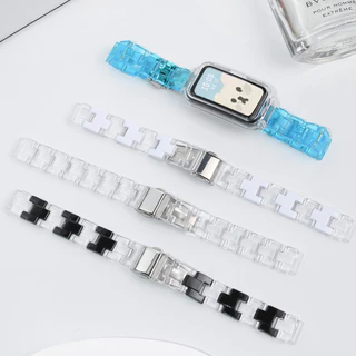 Candy สีเรซิ่นสําหรับ Huawei Band 11/11 Pro/10/9/8 สายรัดข้อมือโปร่งใสเปลี่ยนฝาครอบ