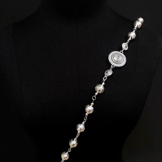 Vintage Jewelry สังวาลย์ สีเงิน ชุดไทย ประดับ ลูกปัด สร้อยคอแฟชั่น ผู้ใหญ่