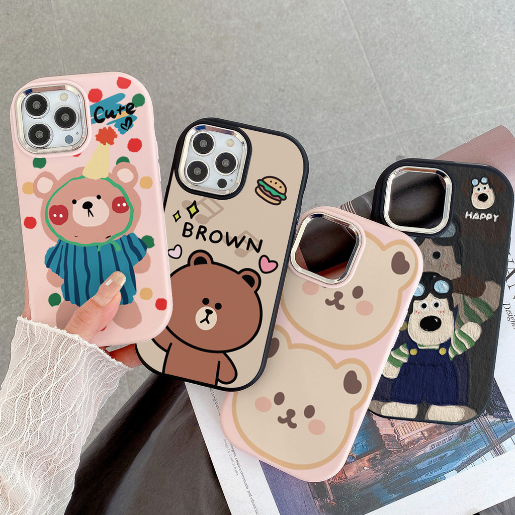 เคส Realme C53 Note 50 C11 C55 C2 C15 C35 C67 C51 10 C21Y C33 8 6 7 PRO 5i 8i 7i 6i 5 การ์ตูนหมีคู่ตลกน่ารัก เคสโทรศัพท์