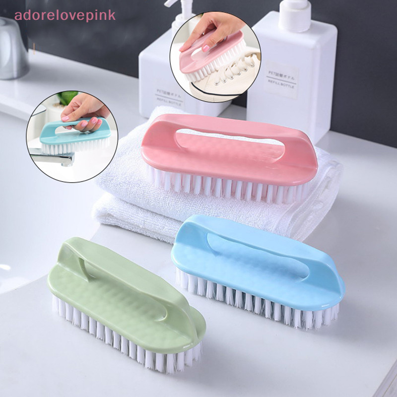 Adorelovepink แปรงขัด Hard Bristle ซักผ้าเสื้อผ้ารองเท้าแปรงขัดแบบพกพาพลาสติกแปรงทําความสะอาดมือห้องครัวห้องน้ํา th