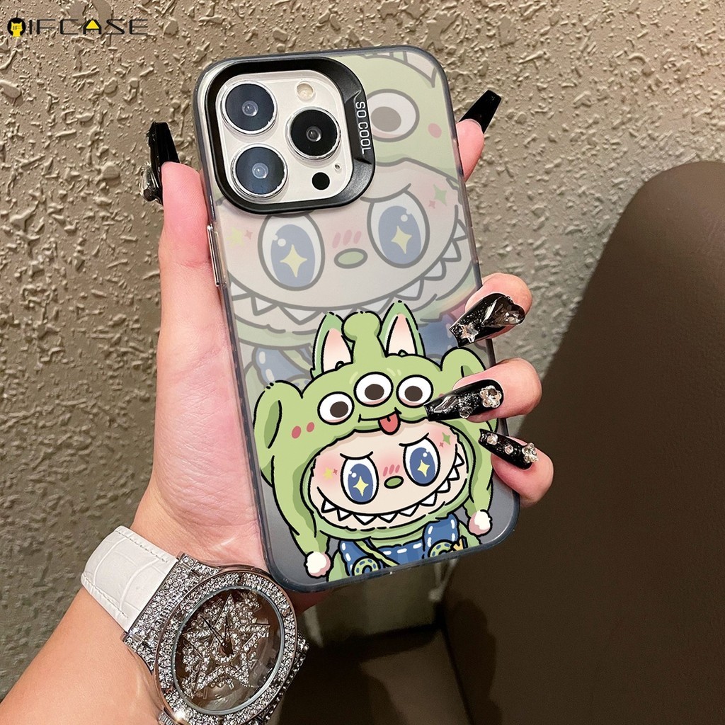 SAMSUNG สําหรับsamsung Galaxy S21 S20 FE S10 Plus Ultra S21 + S20 + S10 + เคสโทรศัพท์น่ารักLabubuLotsoสตรอเบอร์รี่หมีคนต่างด้าวการ์ตูนหรูหราเลเซอร์Frostedสีดํากรณีปกหลัง