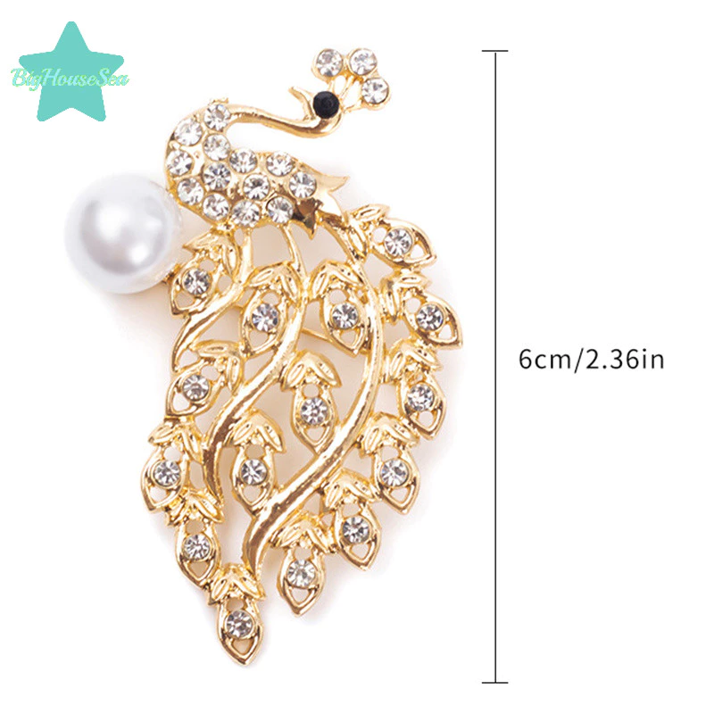 เข็มกลัดนกยูงคริสตัล Rhinestone งานละเอียด แฟชั่น thumbnail 3