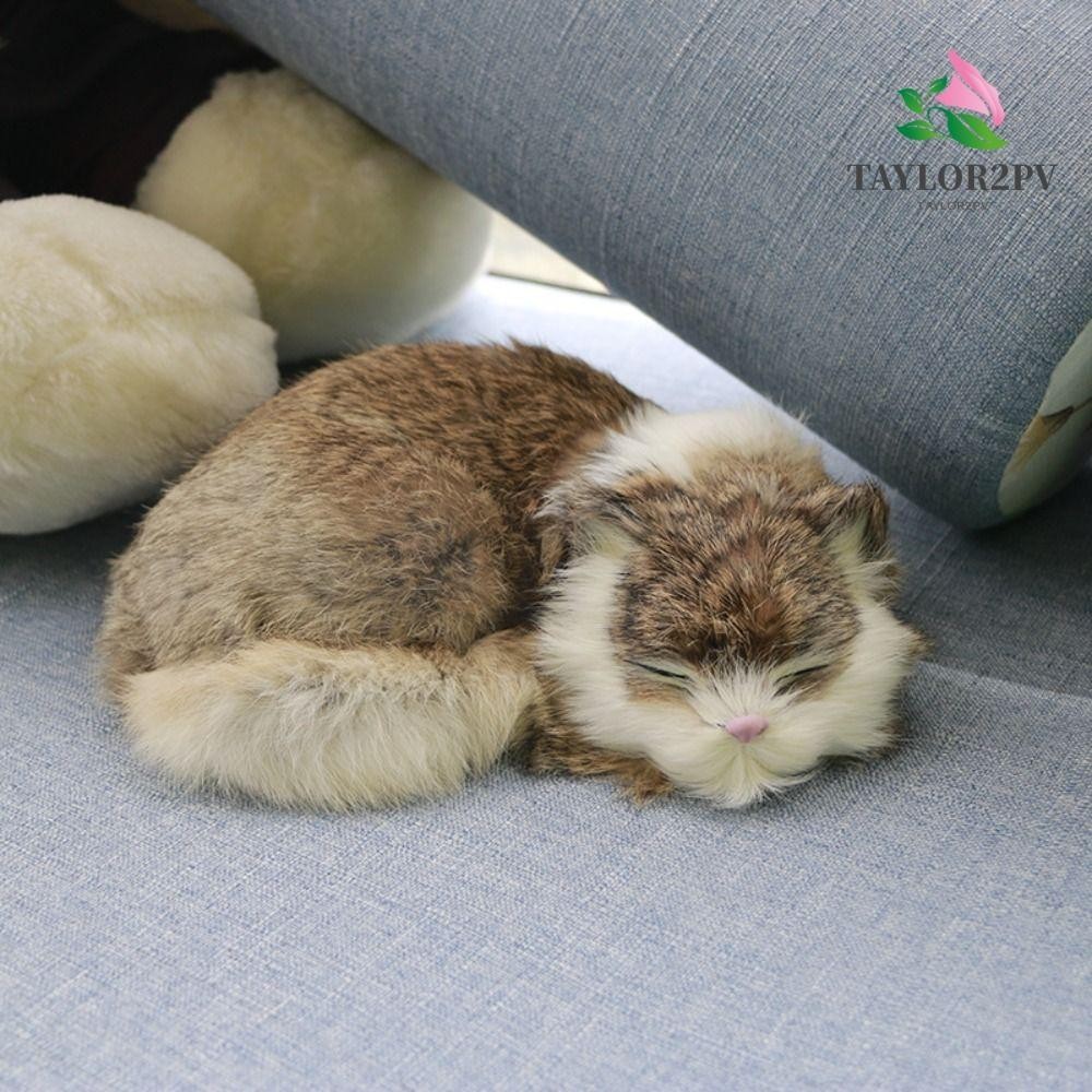 เทย์เลอร์2พีวี ตุ๊กตาแมวของเล่น,มินิเหมือนจริงจําลองของเล่นแมว,น่ารักสร้างสรรค์ขนสัตว์สัตว์หุ่นตุ๊กตาตุ๊กตานอนแมวอุปกรณ์ตกแต่งบ้าน