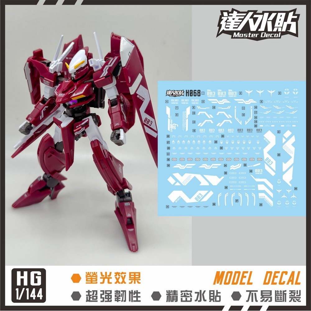 MASTER H068 HG 00 1/144 Throne Drei GNW-003 Water Slide Decal Fluo Type