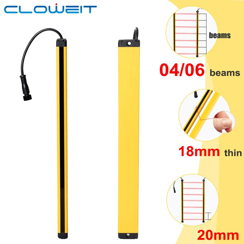 Cloweit 18x35 ม่านไฟนิรภัย APS18-04/0620 2m ตรวจจับระยะทาง Super Thin ตะแกรงอุปกรณ์ Protector สําหรั