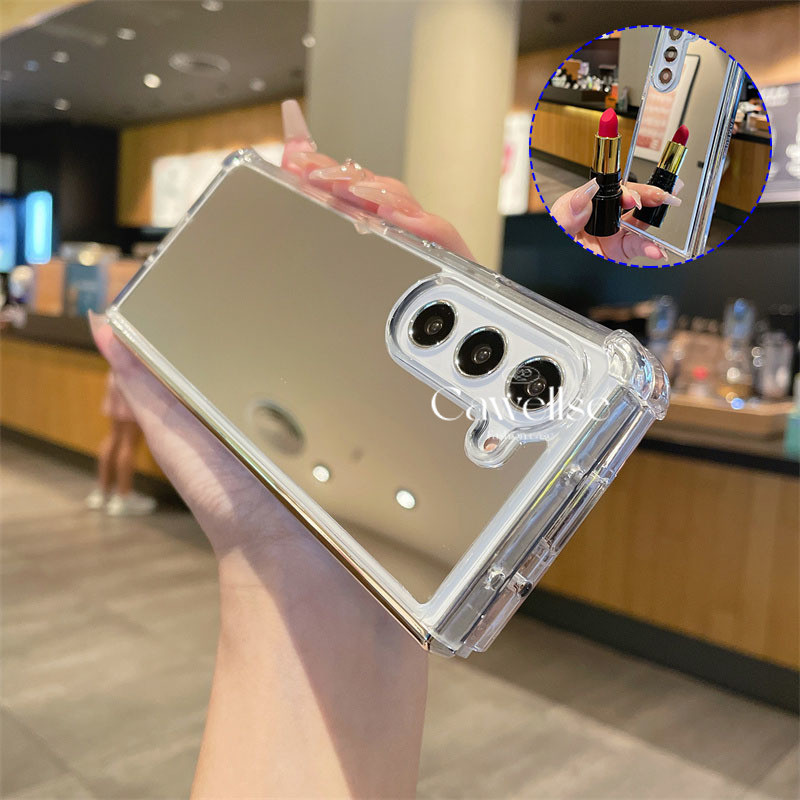 Bling หรูหรากระจกด้านหลัง Make-up เคสโทรศัพท์ Samsung Galaxy Z พับ 6 Z พับ 5 Z พับ 4 Z พับ 3 CasingG