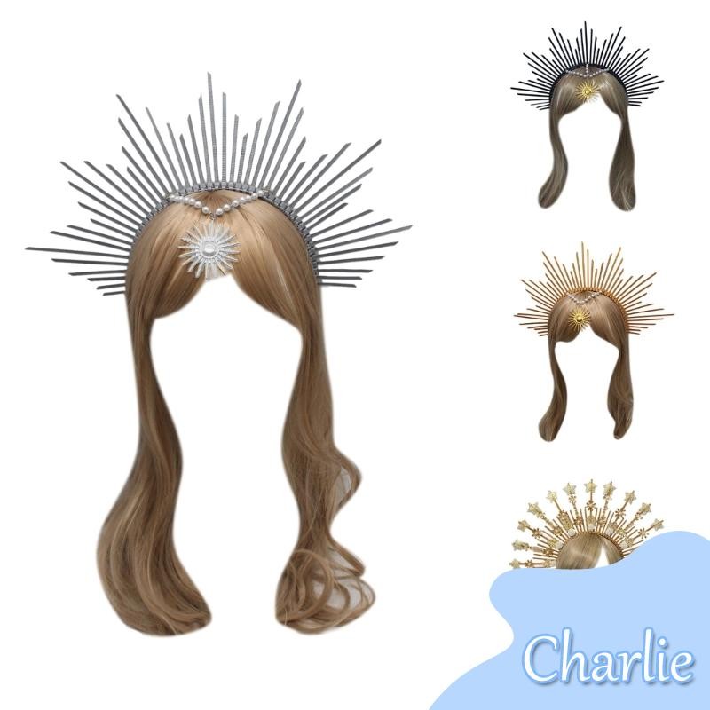 Char DIY แถบคาดศีรษะ Vintage Hairband งดงาม Baroque Halo Tiaras Headpiece เทพธิดา