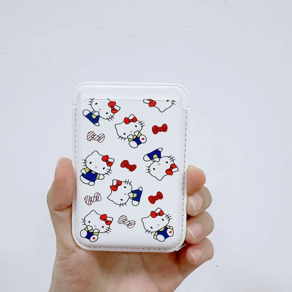 สีขาวน่ารักคิตตี้โทรศัพท์กระเป๋าสตางค์เหมาะสําหรับ ไอโฟน 16 16โปรแม็กซ์ 15 14 13 12โทรศัพท์บัตรกระเป๋าสตางค์