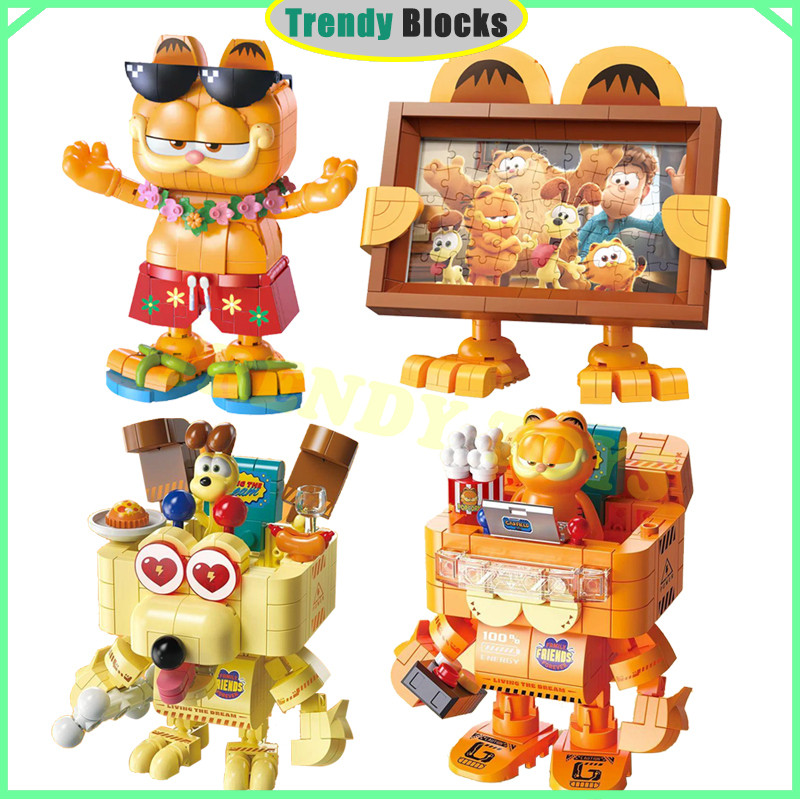Garfield Family Odies Vehicle Building Blocks กรอบรูปวันหยุด Garfield รุ่นประกอบเครื่องประดับของเล่นเด็กสาวของขวัญ